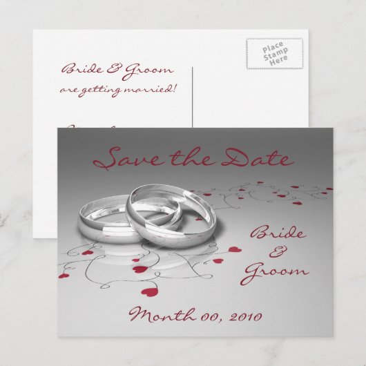 Trouwringen en harten Save the Date Briefkaarten