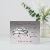 Trouwringen en harten Save the Date Briefkaarten (Staand voorkant)