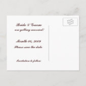 Trouwringen en Rozen Save the Date Briefkaarten (Achterkant)