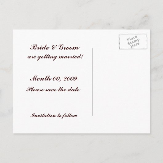 Trouwringen en Rozen Save the Date Briefkaarten (Achterkant)