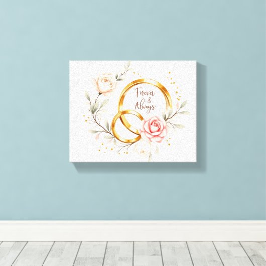 Trouwringen Kunst 'Voor Altijd & Eeuwig' - Romanti Canvas Afdruk (Insitu (Houten vloer))