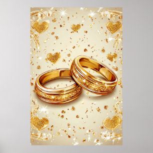 Trouwringen met Gouden Harten Romantische Liefde � Poster
