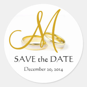 Trouwringen Monogram Save the Date Stickers Gold