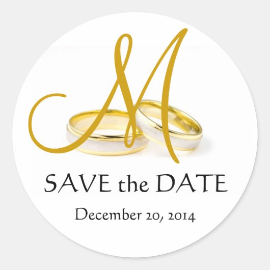 Trouwringen Monogram Save the Date Stickers Gold (Voorkant)