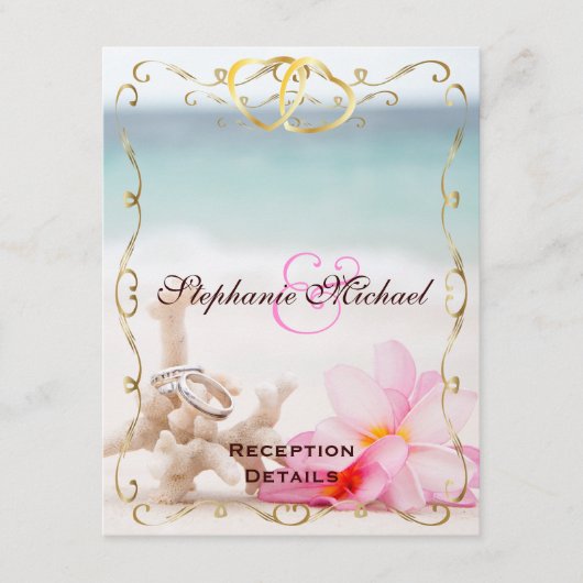 Trouwringen Op De Beach Reception Card Informatiekaartje (Voorkant)