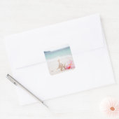 Trouwringen op de Beach Square Sticker (Envelop)