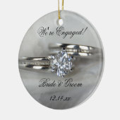 Trouwringen op grijs Verloving Keramisch Ornament (Links)
