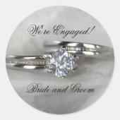 Trouwringen op grijs Verloving Ronde Sticker (Voorkant)