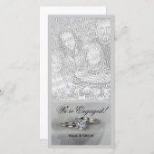 Trouwringen op grijze verlovingsaankondiging aankondiging (Voorkant / Achterkant)