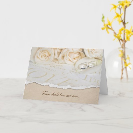 trouwringen op roos petaal kaart (Gele Bloem)