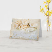 trouwringen op roos petaal kaart (Gele Bloem)