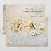 trouwringen op roos petaal kaart (Voorkant / Achterkant)