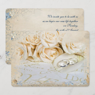 trouwringen op roos petaal kaart