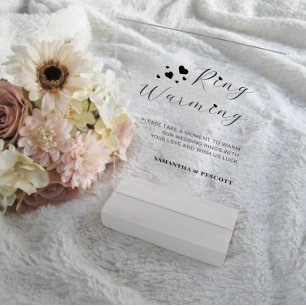 Trouwringen opwarmingsceremonie acryl bord