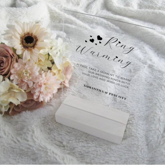 Trouwringen opwarmingsceremonie acryl bord