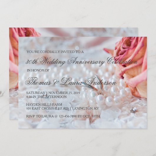 Trouwringen Parels 30e Trouwdag Jubileum Kaart (Voorkant / Achterkant)