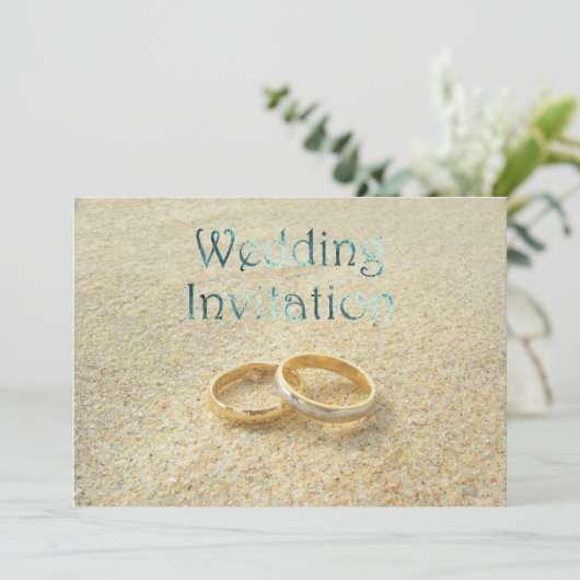 Trouwringen Strand Trouw Uitnodiging (Staand voorkant)
