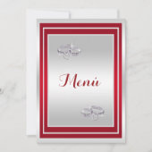 Trouwringen, Van Zilver En Rood Menu Kaart (Voorkant)