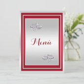 Trouwringen, Van Zilver En Rood Menu Kaart (Staand voorkant)