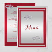 Trouwringen, Van Zilver En Rood Menu Kaart (Voorkant / Achterkant)