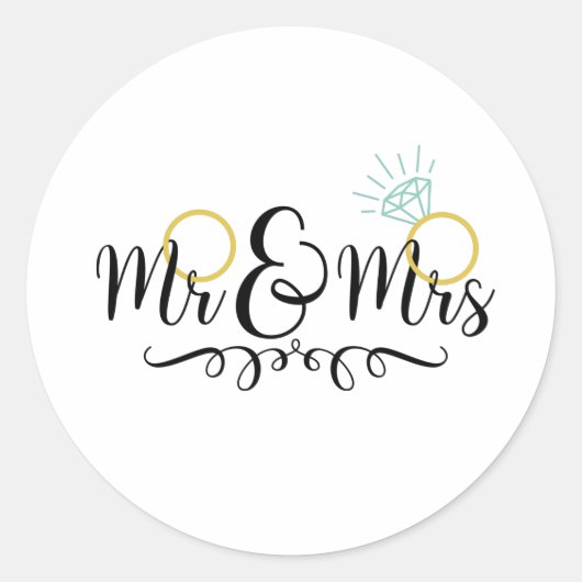 Trouwringen voor Mr & Mrs Ronde Sticker (Voorkant)