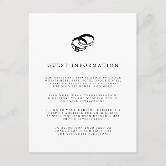 Trouwringen | Zwart en Witte Gasten Details Informatiekaartje (Voorkant)