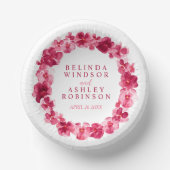 Trouwrode roze aquarel viooltjeskrans op maat papieren kommen (Voorkant)