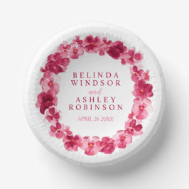 Trouwrode roze aquarel viooltjeskrans op maat papieren kommen