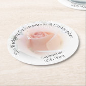 Trouwronde papier Onderzetter perzik roze Rosebud (Gebogen)