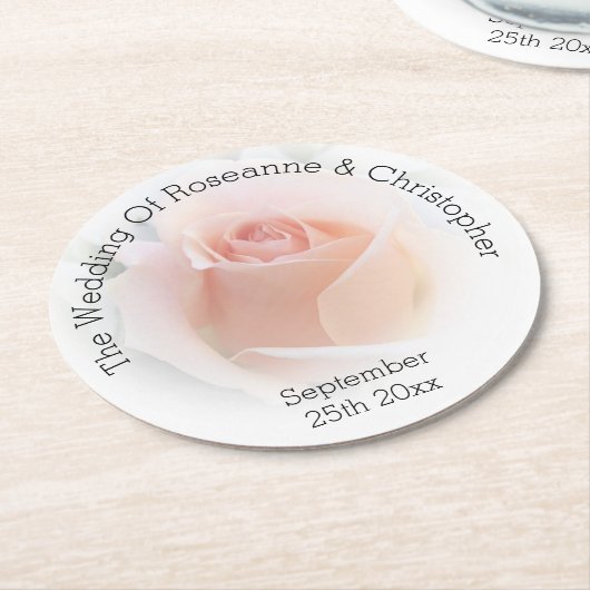 Trouwronde papier Onderzetter perzik roze Rosebud (Gebogen)