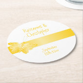 Trouwronde papier Onderzetter Yellow Butterfly (Gebogen)
