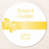 Trouwronde papier Onderzetter Yellow Butterfly (Voorkant)