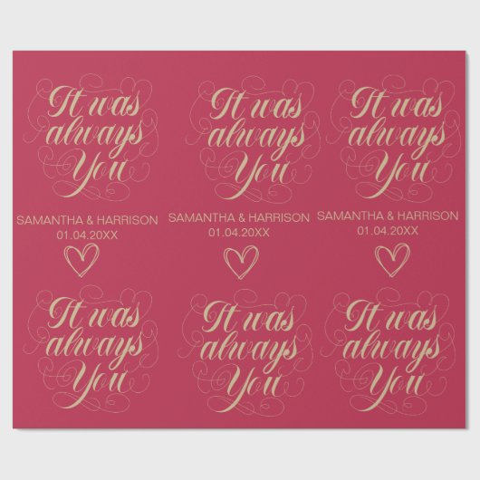 Trouwroos Favor Klassiek Jij Was Het Altijd Al Cadeaupapier (Vlak)