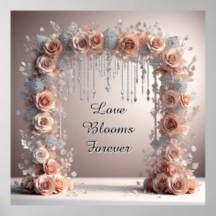 Trouwroosframe met kroonluchterdecoratie 🌸 poster