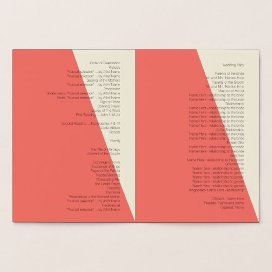 Trouwroute 💕 Elegant koraalprogramma Folie Kaarten (Binnen)