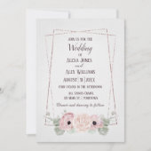Trouwroze Anemoon en Glitter Frame Kaart (Voorkant)