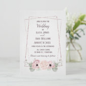 Trouwroze Anemoon en Glitter Frame Kaart (Staand voorkant)