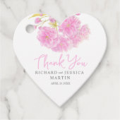 Trouwroze bloemige waterverf dank u gunst bedankjes labels (Voorkant)