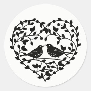 Trouwroze en bruine cartoon bruid bruidegom ronde sticker