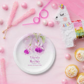 Trouwroze fuchsia waterverf kunstpapier papieren bordje (Feest)