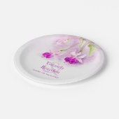 Trouwroze fuchsia waterverf kunstpapier papieren bordje (Gekanteld)