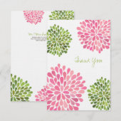 Trouwroze & groene bedankkaart linnen kaarten (Voorkant / Achterkant)