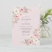 Trouwroze met Blos Roze Etherische Roos Kaart (Staand voorkant)