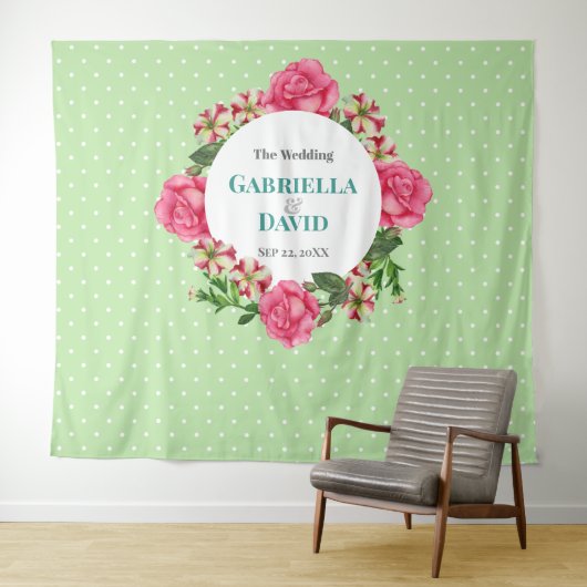 Trouwroze Roos Rood Wit Petunia Stippen Wandkleed (In Situ (horizontaal))