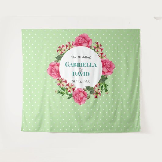 Trouwroze Roos Rood Witte Petunia Stippen Wandkleed (Voorkant (horizontaal))