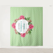 Trouwroze Roos Rood Witte Petunia Stippen Wandkleed (Voorkant)