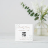 Trouwscan code RSVP met bloemrijke groene decorati Informatiekaartje (Staand voorkant)