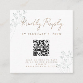 Trouwscan code RSVP met bloemrijke groene decorati Informatiekaartje
