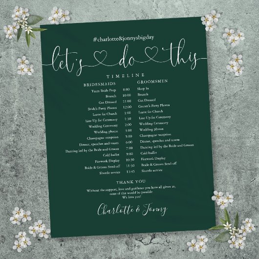 Trouwschema Emerald Heart Script Tijdschema