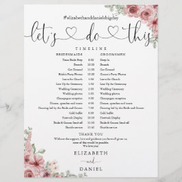 Trouwschema met bloemenhart-script